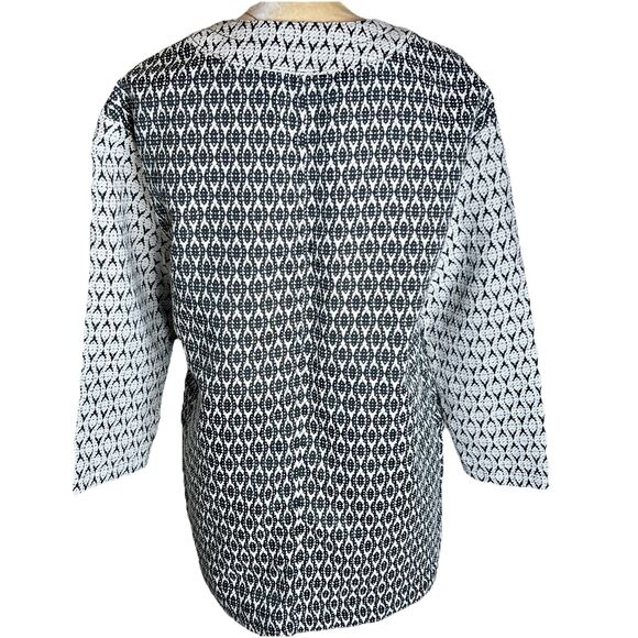 Old Navy Open Front Cardigan Jacket Sz Small Petite Long Black Print Artsy Boho - Picture 2 of 6